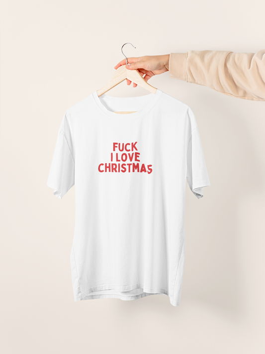 Fuck I Love Christmas | Red Graphic | Christmas Organic Unisex T Shirt