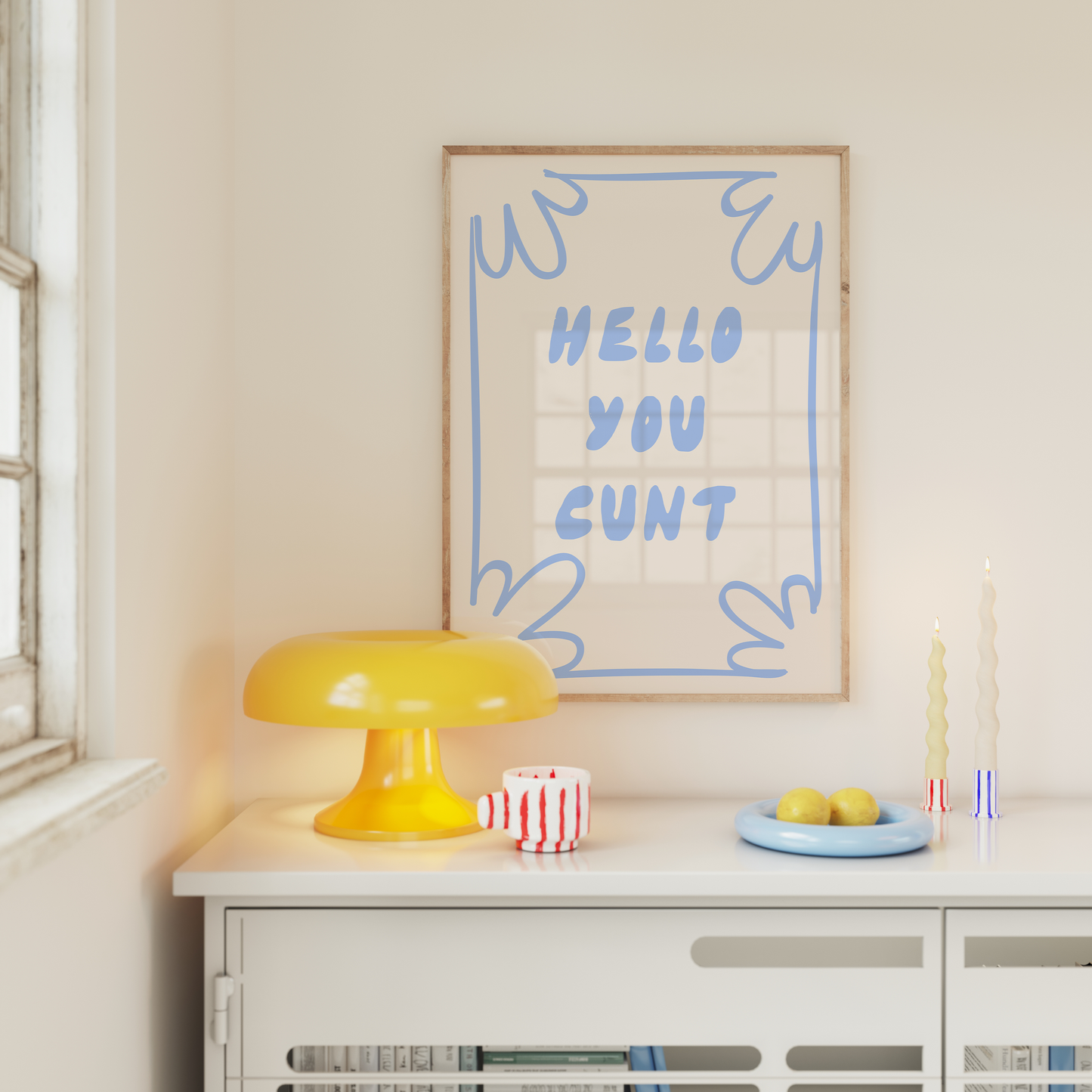 Hello You Cunt | Cornflower and Cream | Art Print