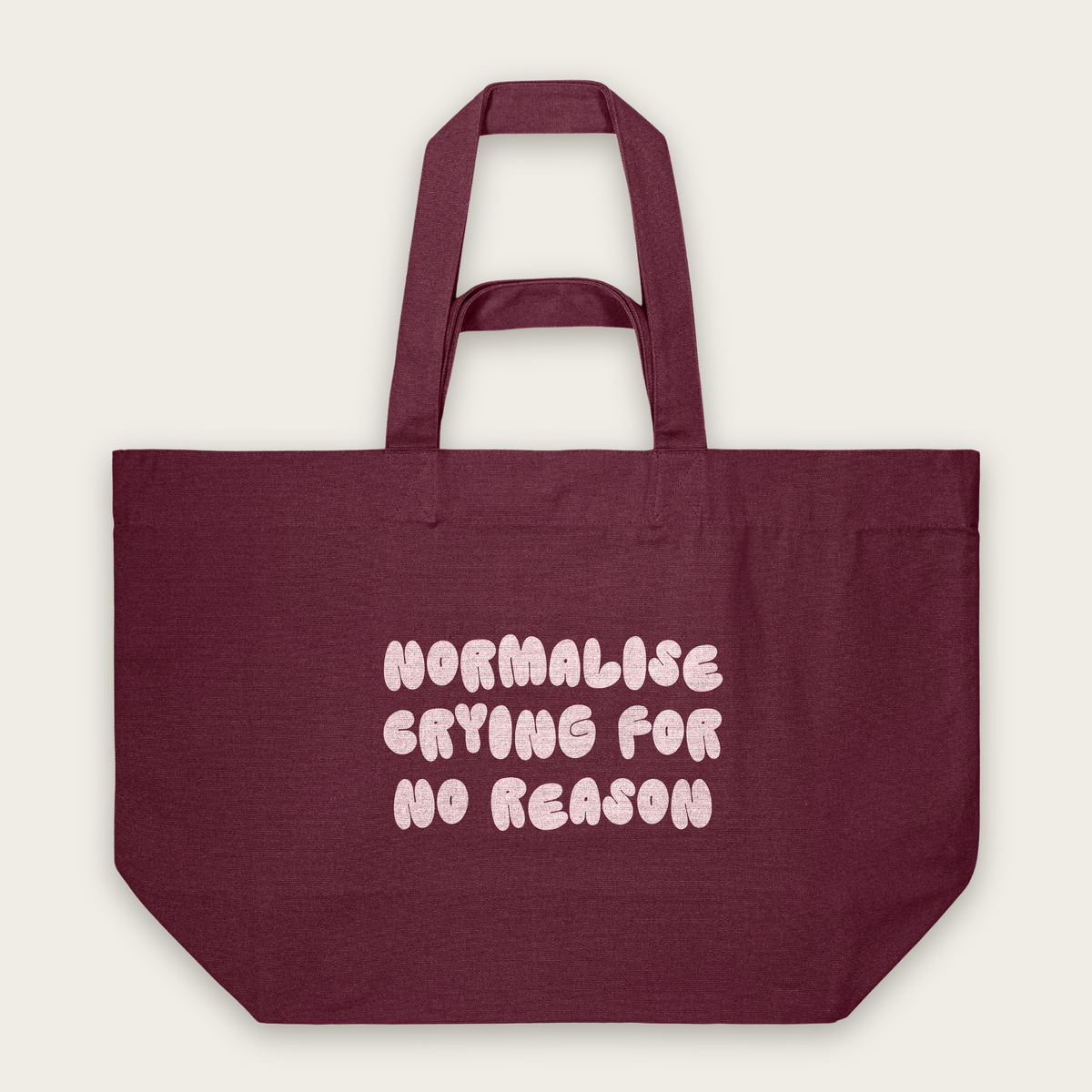 Normalise Crying For No Reason | Tote Bag in Burgundy (18684_Normalise-Crying-For-No-Reason_STAU117_Burgundy_Tote-Bag_Mockup.png)