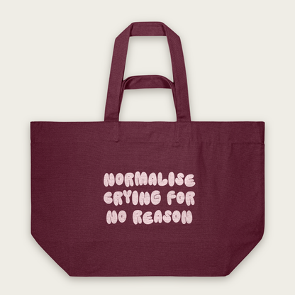 Normalise Crying For No Reason | Tote Bag in Burgundy (18684_Normalise-Crying-For-No-Reason_STAU117_Burgundy_Tote-Bag_Mockup.png)