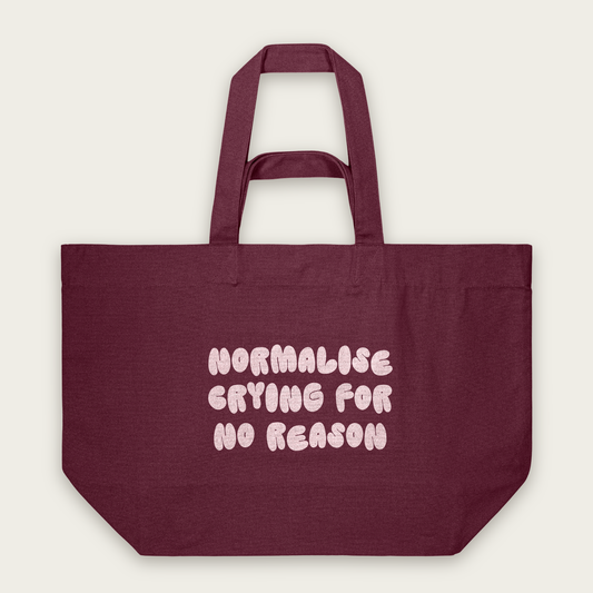 Normalise Crying For No Reason | Tote Bag in Burgundy (18684_Normalise-Crying-For-No-Reason_STAU117_Burgundy_Tote-Bag_Mockup.png)