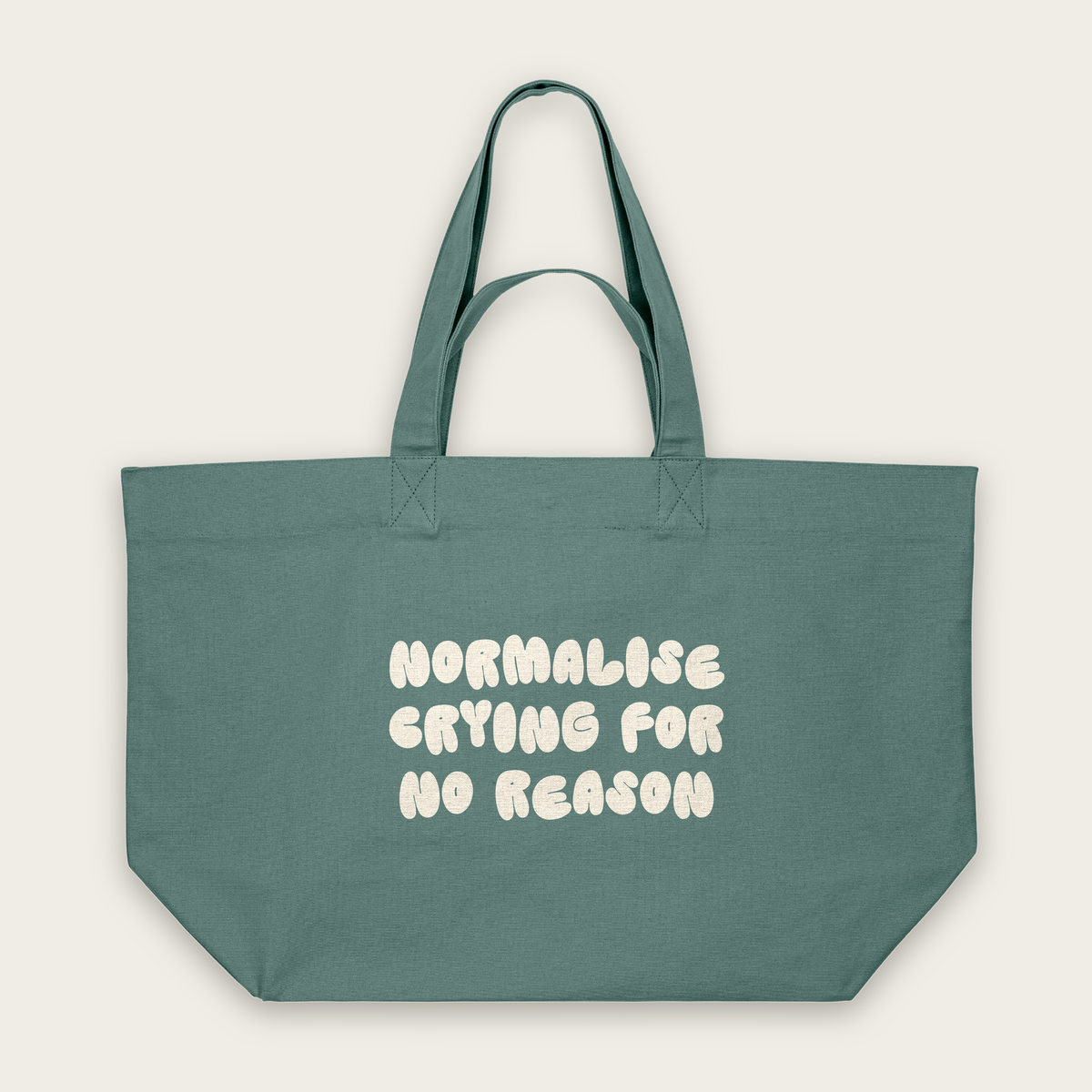 Normalise Crying For No Reason | Tote Bag in Green Bay (18680_Normalise-Crying-For-No-Reason_STAU117_Green-Bay_Tote-Bag_Mockup.png)
