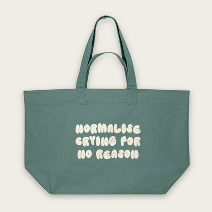 Normalise Crying For No Reason | Tote Bag in Green Bay (18680_Normalise-Crying-For-No-Reason_STAU117_Green-Bay_Tote-Bag_Mockup.png)
