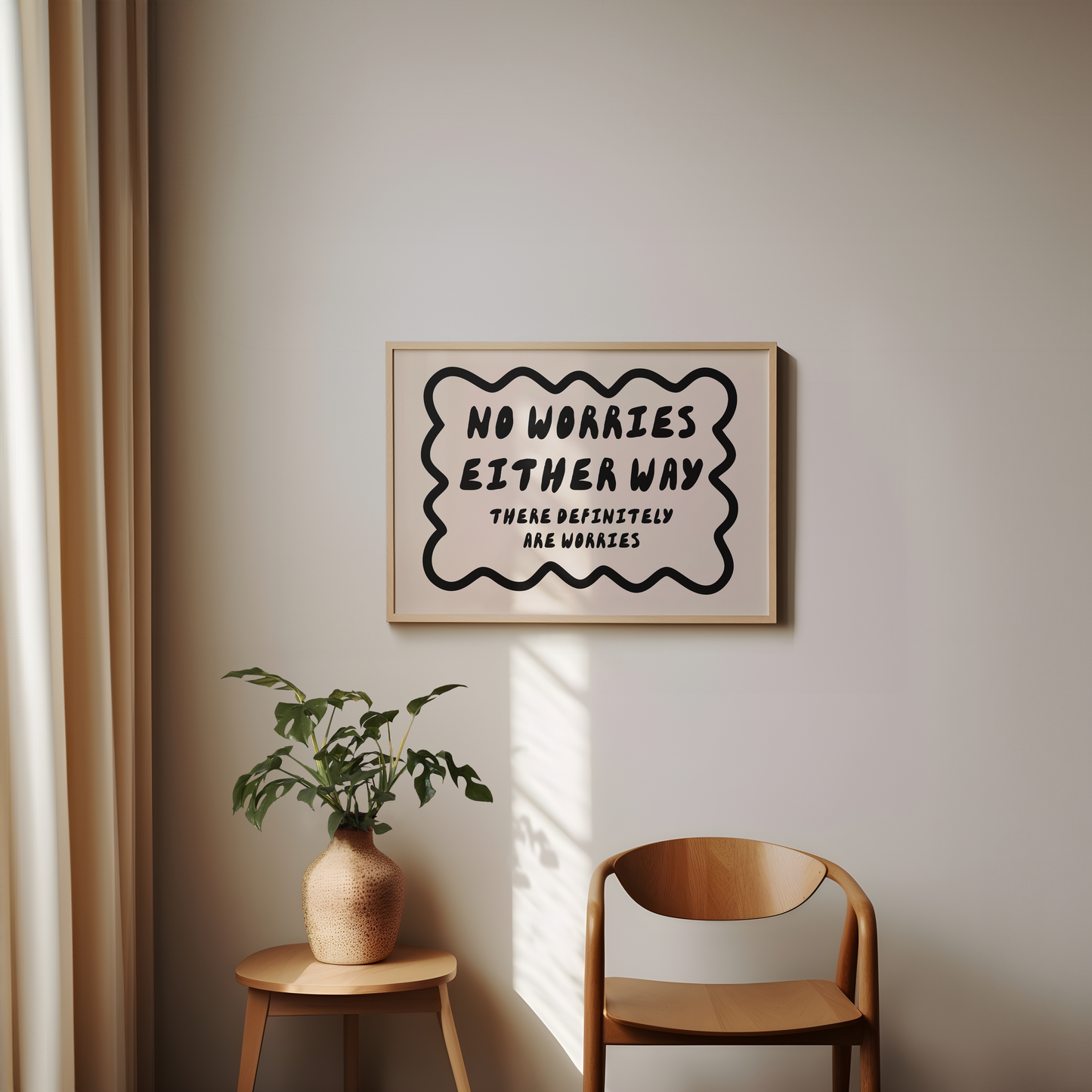 No Worries Either Way | Black and Cream | Landscape | Art Print