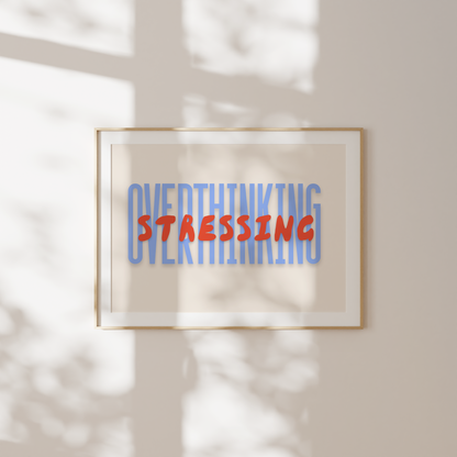 Overthinking & Stressing | Cornflower Blue and Cream | Landscape | Art Print