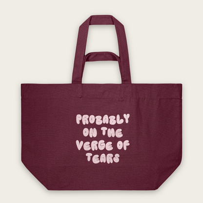 Probably On The Verge Of Tears | Tote Bag in Burgundy (18756_Probably-On-The-Verge-Of-Tears_STAU117_Burgundy_Tote-Bag_Mockup.png)