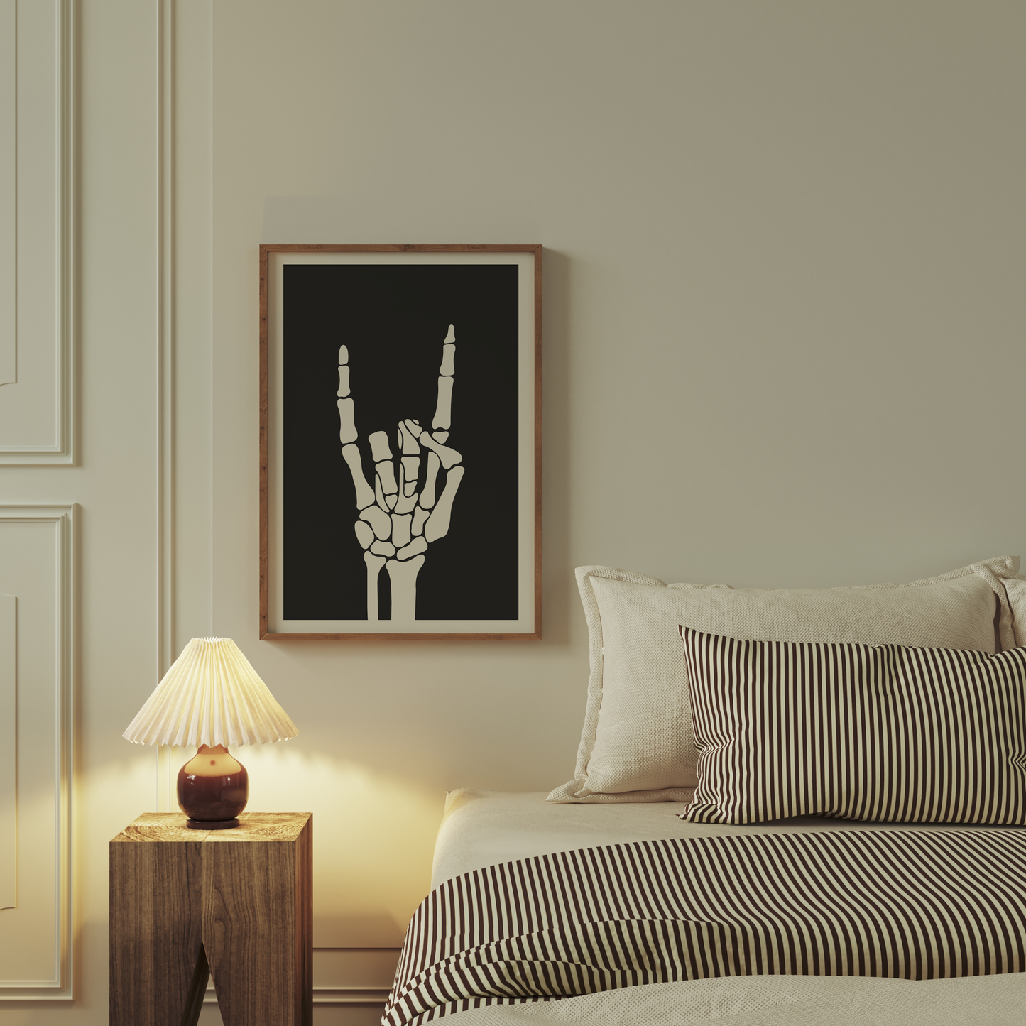 Skeleton Hand | White and Charcoal | Art Print