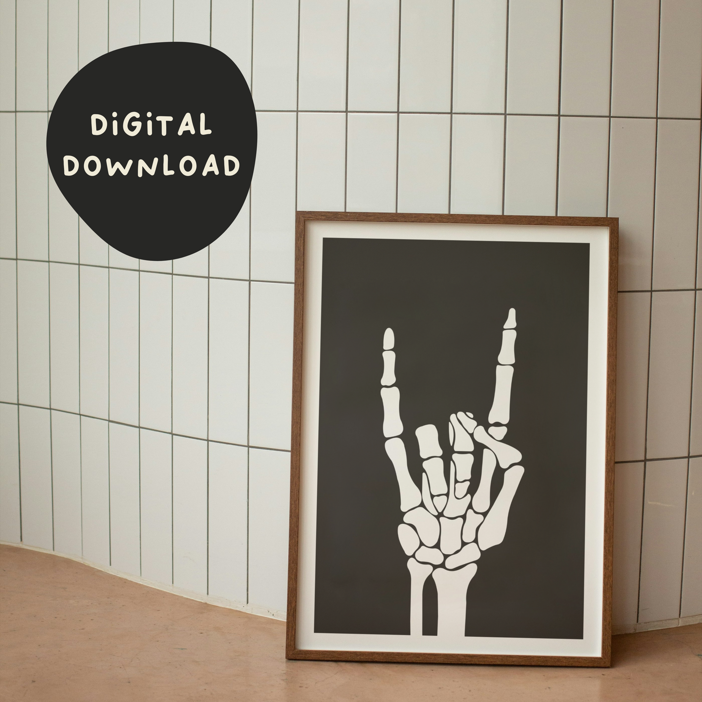 Digital Download | Skeleton Hand | White and Charcoal