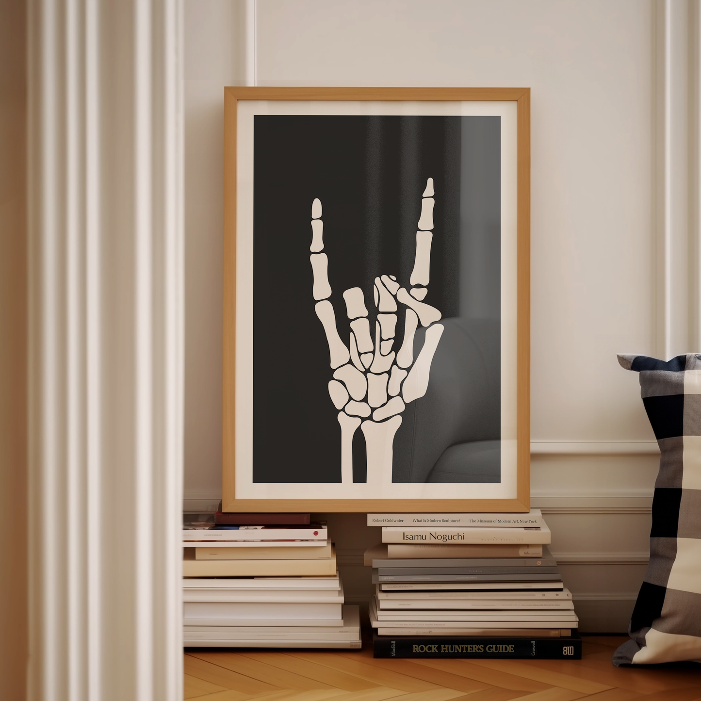 Skeleton Hand | White and Charcoal | Art Print