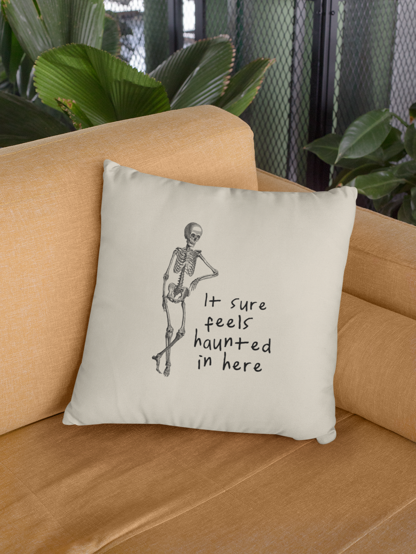 It Sure Feels Haunted In Here | Black and Cream | Cushion