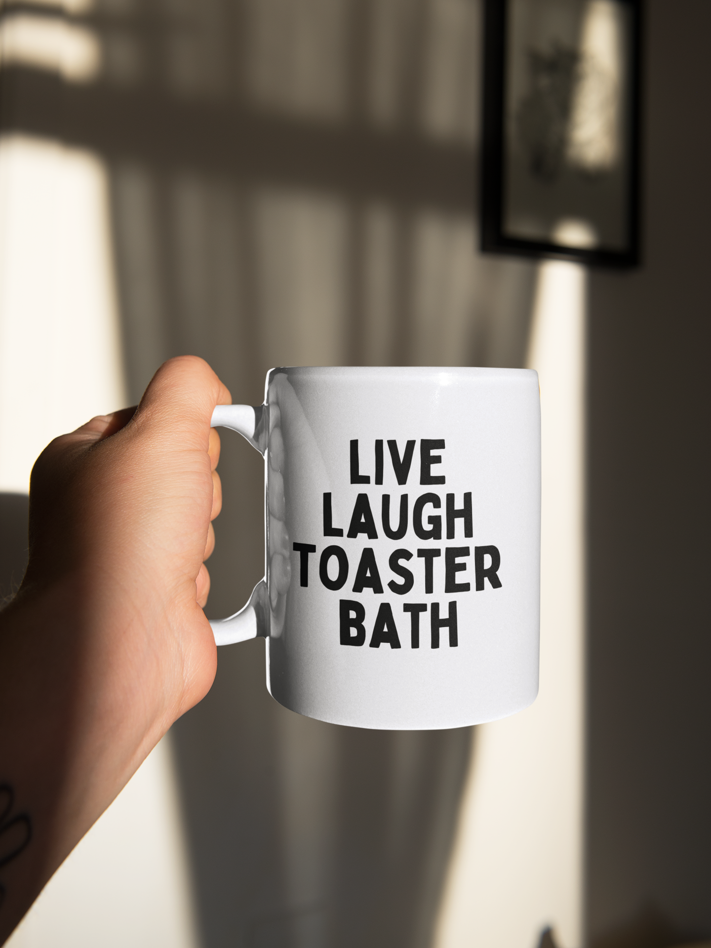 Bain grille-pain Live Laugh | Noir | Tasse en céramique