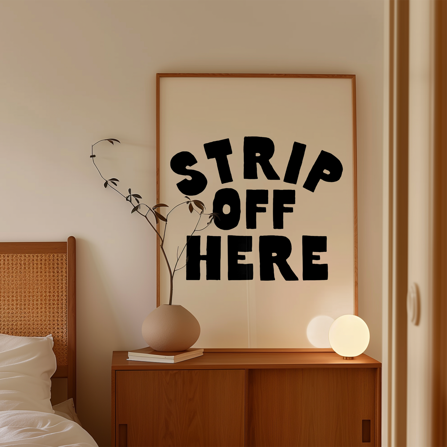 Strip Off Here | Black and Cream | Art Print