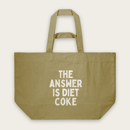 The Answer Is Diet Coke | Tote Bag in Faded Olive (18807_The-Answer-Is-Diet-Coke_STAU117_Faded-Olive_Tote-Bag_Mockup.png)