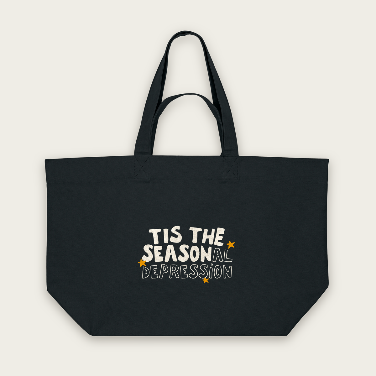 Tis The Seasonal Depression | Tote Bag in Black (18407_Tis-The-Seasonal-Depression_STAU117_Black_Tote-Bag_Mockup.png)