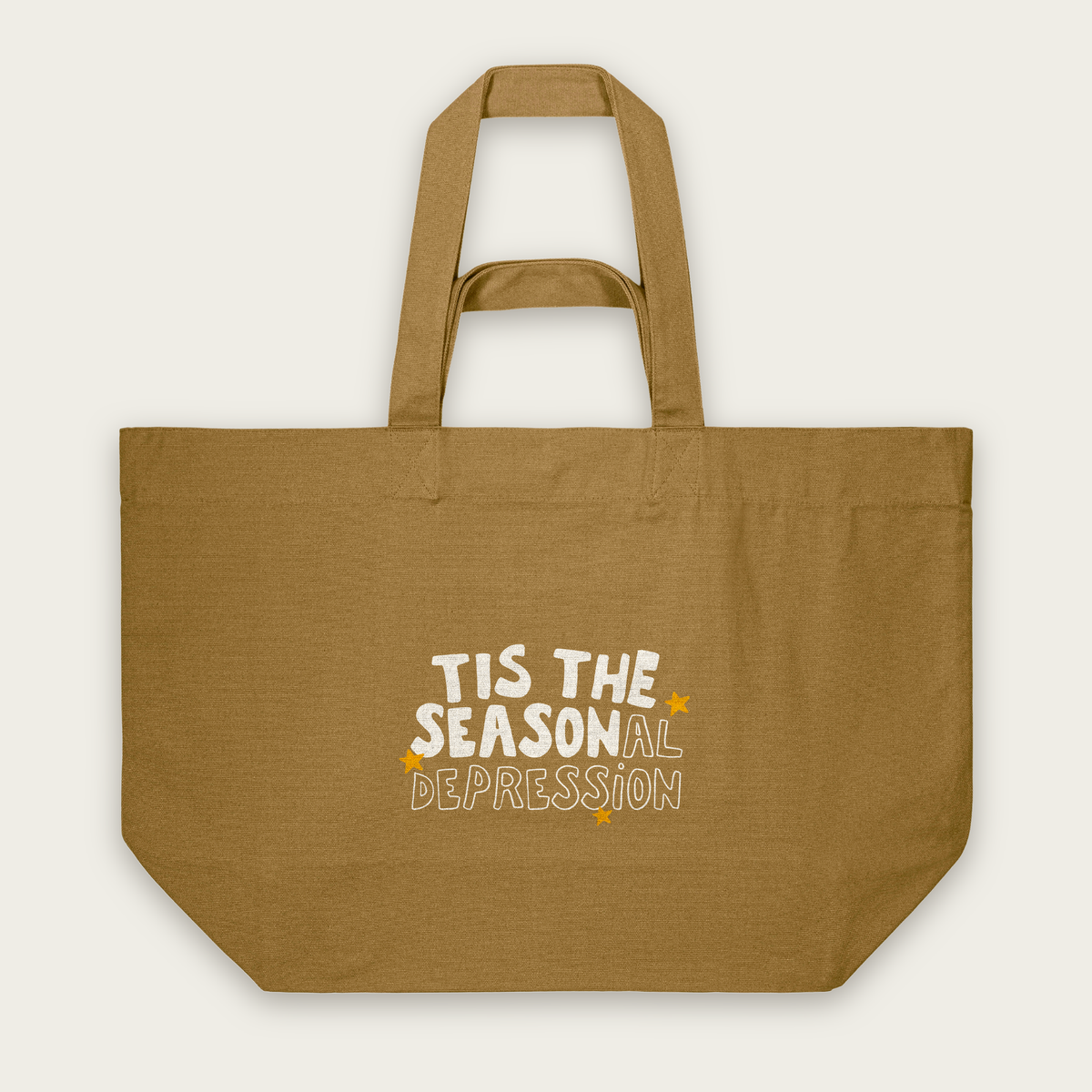 Tis The Seasonal Depression | Tote Bag in Bronze (18408_Tis-The-Seasonal-Depression_STAU117_Bronze_Tote-Bag_Mockup.png)