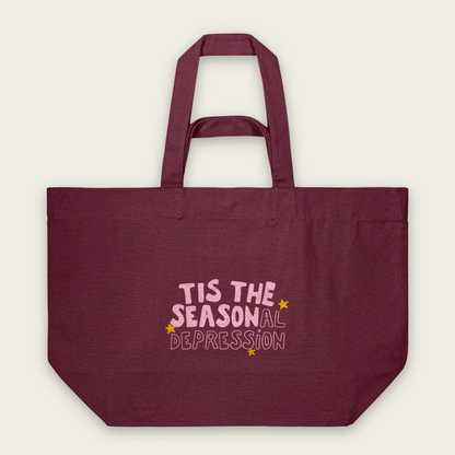Tis The Seasonal Depression | Tote Bag in Burgundy (18415_Tis-The-Seasonal-Depression_STAU117_Burgundy_Tote-Bag_Mockup.png)