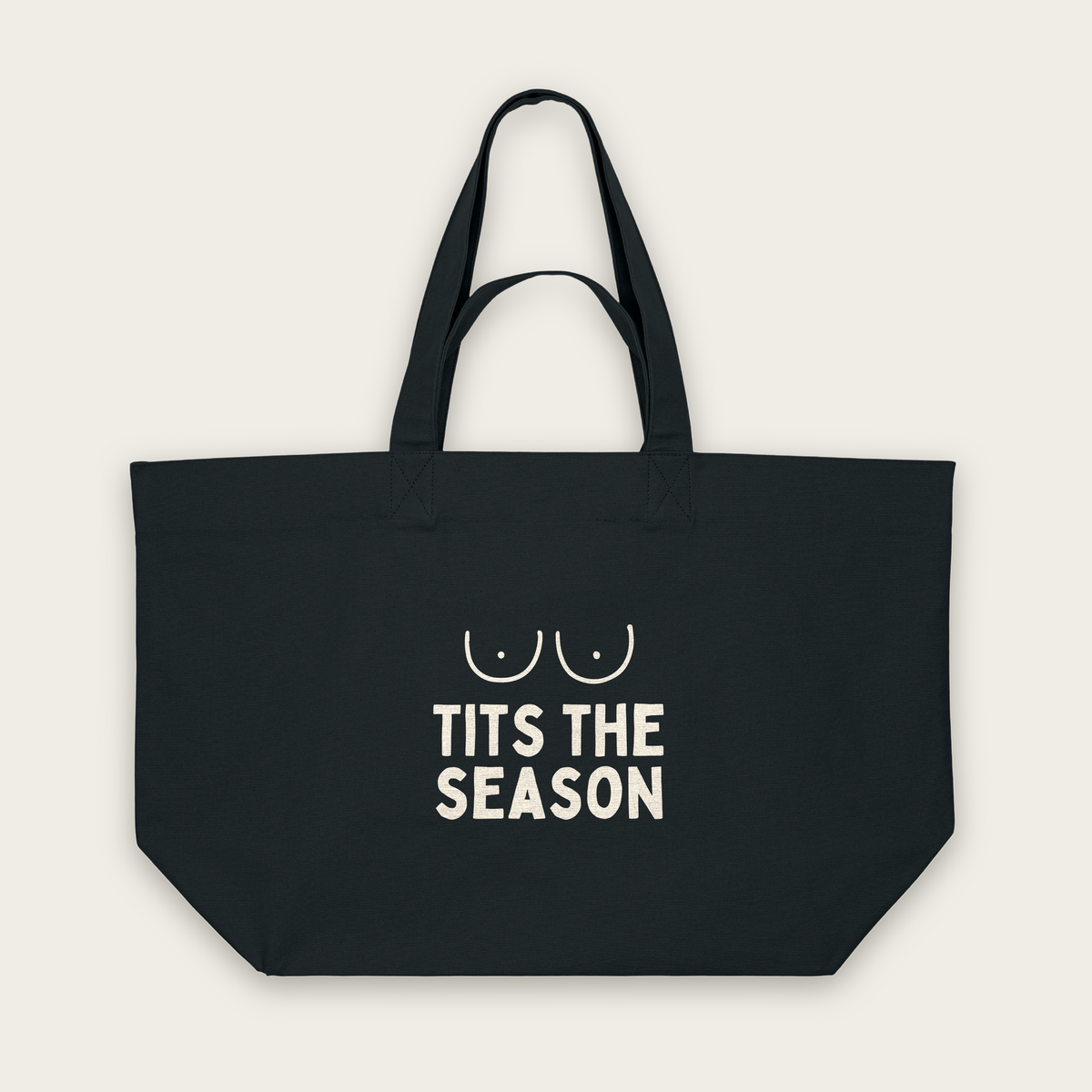 Tits The Season | Tote Bag in Black (18416_Tits-The-Season_STAU117_Black_Tote-Bag_Mockup.png)