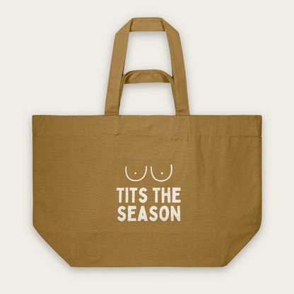 Tits The Season | Tote Bag in Bronze (18417_Tits-The-Season_STAU117_Bronze_Tote-Bag_Mockup.png)