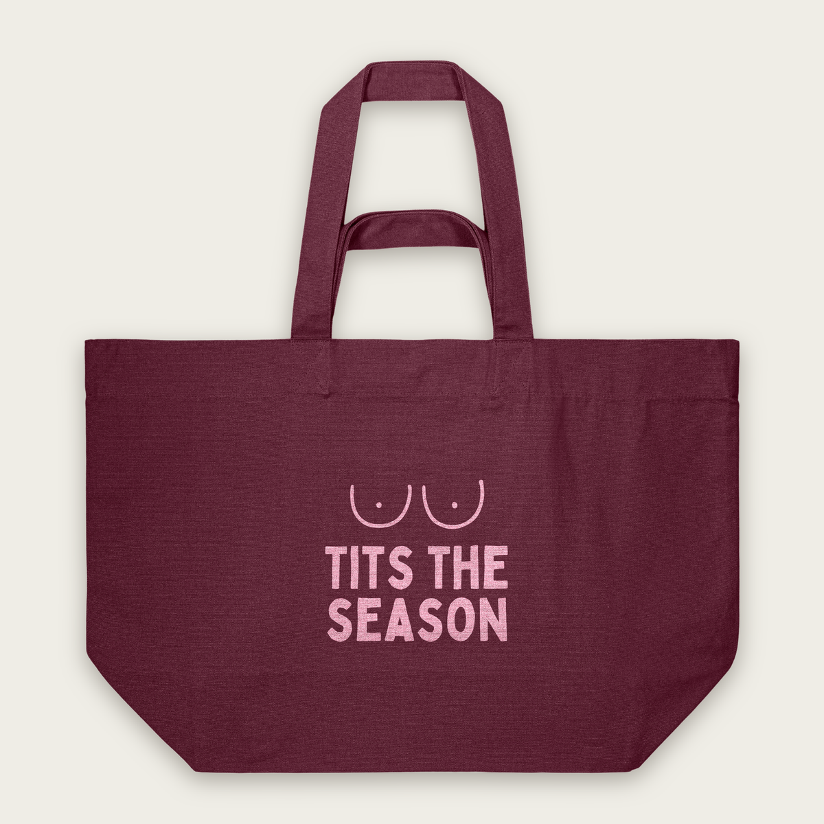 Tits The Season | Tote Bag in Burgundy (18424_Tits-The-Season_STAU117_Burgundy_Tote-Bag_Mockup.png)