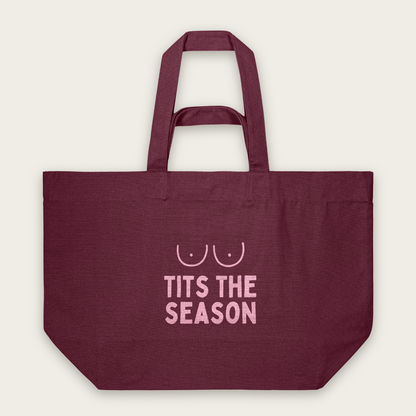 Tits The Season | Tote Bag in Burgundy (18424_Tits-The-Season_STAU117_Burgundy_Tote-Bag_Mockup.png)