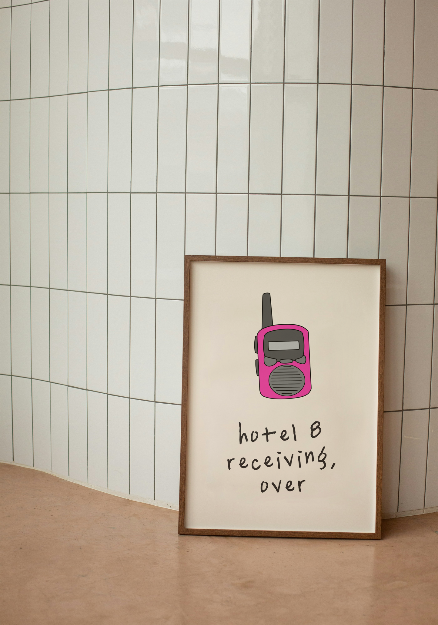 Custom | Hotel 8 Receiving, Over | Hot Pink and Cream | Walkie Talkie | Art Print